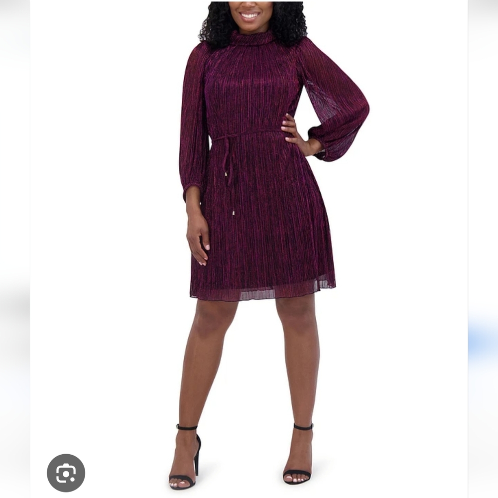 Jessica Howard NWT Metallic Long Sleeve Dress - Deep Purple Size 10